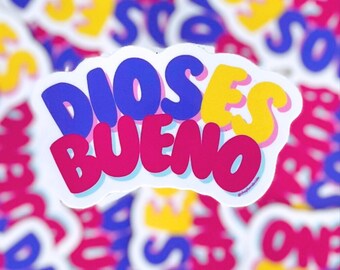 Dios es Bueno Glossy Vinyl Sticker - Spanish Faith Decal