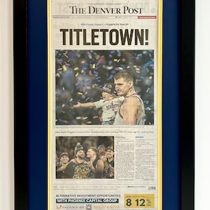 2022-2023 Denver Nuggets NBA Finals Championship REAL Framed Newspaper Nikola Jokic The Denver Post - 17x28