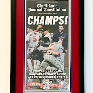 2021 Atlanta Braves World Series Championship AJC Framed REAL Newspaper