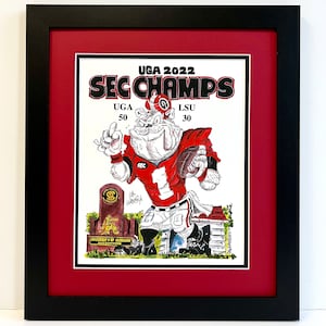 Cal Warlick Signed UGA Georgia Bulldogs Football 2022 SEC Champs Framed Print - 15.5x17.5