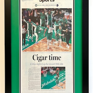 2023-2024 Boston Celtics NBA Finals Championship Framed REAL Newspaper vs the Dallas Mavericks The Boston Globe- 17x27