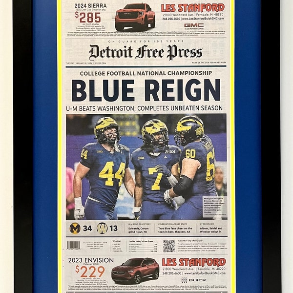 Detroit Free Press Michigan National Championship Etsy Detroit Free Press Michigan National Championship Etsy