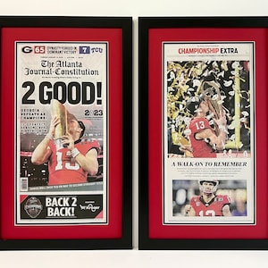 2* 2023 UGA Georgia Bulldogs Special Edition College Football Playoffs National Championship Framed Real AJC Newspapers Stetson Bennett