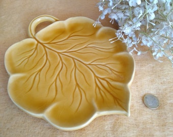 Ceramic leaf dish, leaf shape plate, unique vintage
