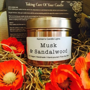 Sandalwood Soy Candle Sandalwood Candle Handmade eco friendly vegan candle vegan friendly soy wax candle autumn candle UK made