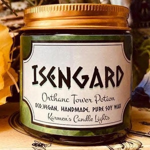 Isengard Candle, Shire Candle, Large candle 45 hour, Tolkien Candles, Book inspired Candles, Tolkien Candles, Pure Soy Wax Candle