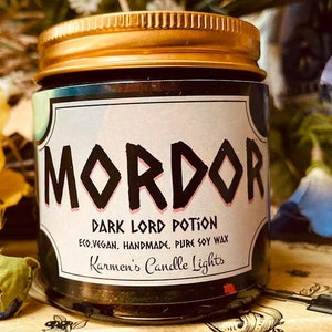Mordor Candle, The Shire Candle Large Candle 200ml 45 hour burn Bookish Candles, Tolkien Candles, Book inspired Candles, Pure Soy Wax Candle