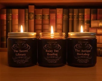 The Old Bookshop Collection, Rainy Day Reading Candle Antique Bookshop Candle, Secret Library Book inspired Candles, Bookish Candles