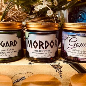 Bookish Candles, Tolkien Candles, Gondor, Isengard and Mordor Book inspired Candles, Tolkien Candles, Pure Soy Wax Candle