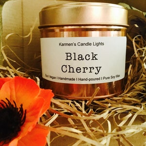 Black Cherry Soy Candle Handmade eco friendly vegan candle vegan friendly soy wax candle winter candle cinnamon candle UK made