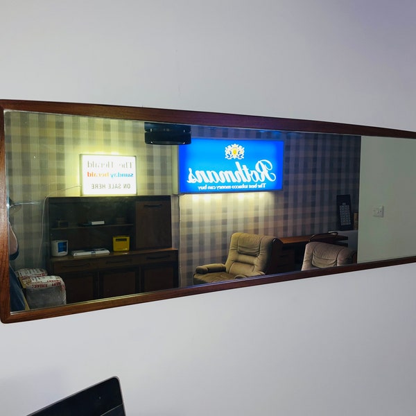 Mid Century G Plan Fresco Afromasic Teak Large Wall Mirror- Retro
