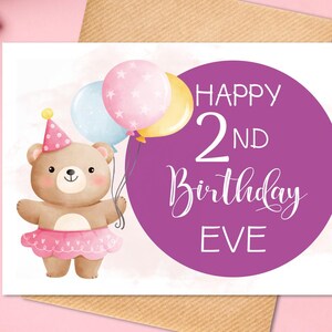 Geburtstagskind Bär mit Luftballons Karte, personalisiertes digitales druckbares Produkt, faltbare Umschlagschablone, alles Gute zum Geburtstag Grußkarte