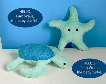 Handmade Plush Sea Animals, Turtle or Starfish, Original Products, Soft Stuffed Toys, Sea Star