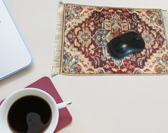 Artisan Mouse Pad Rug, Persian Rug Mousepad , Oriental Bohemian Desk Mat, Boho Handmade Decor for Office, Gift for Coworker, Boss