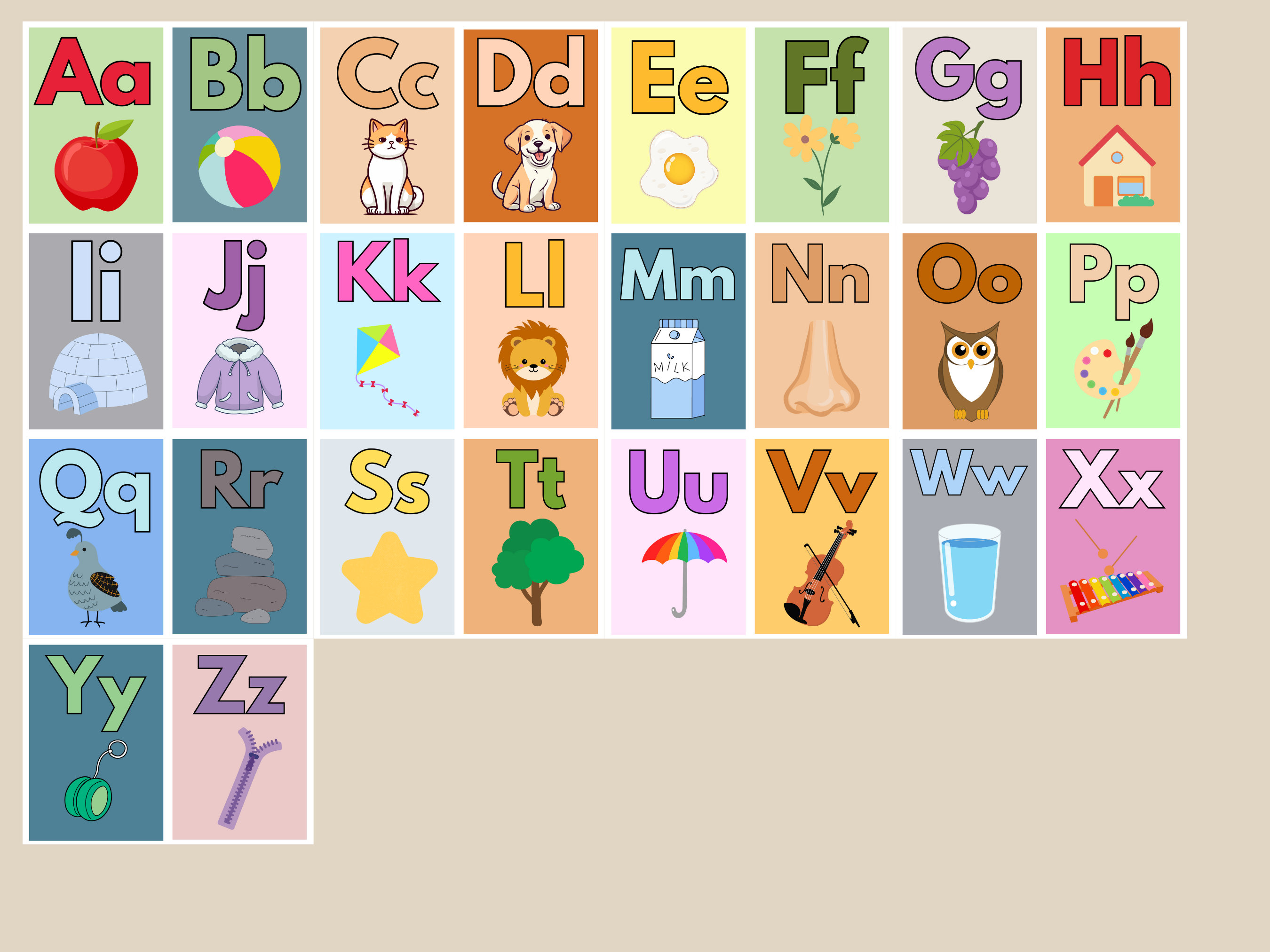 Printable alphabet flashcards etsy