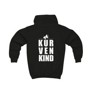 Schriftzug Backprint weiß (kurvenkind) Hoodie Kinder
