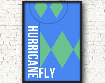 Horse Racing Print Jockey Silks HURRICANE FLY Poster Horse Gift Horse Riding Racing Hurdle For Him For Her Sports Gift
