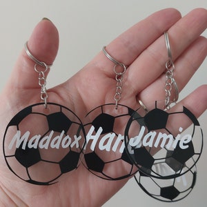 Personalised Football keyring | Small Personalised Gift | Book Bag Tag | party favour | Name Tag | Football Team Gift