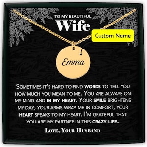 To My Wife Necklace, Wife Gift from Husband, Anniversary Gift, Wife Birthday, Romantic Gift Valentines Gift for Wife, Mothers Day Gift