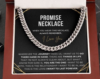 Promise Necklace for Him, Sentimental Gifts for Boyfriend, BF Gift for Birthday, Gift Ideas for Boyfriend, Cuban Link Chain