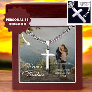 Collier croix pour homme en argent sterling avec chaîne à maillons cubains et carte souvenir - Prêt à offrir dans une boîte