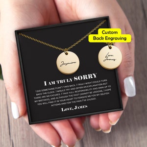 Cadeau désolé, carte désolée, collier excuses, cadeau désolé femme, cadeau désolé petite amie, cadeau désolé ami, pardonne-moi bijoux, partenaire désolé