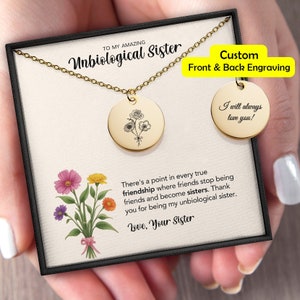 Unbiological Sisters Gift, Unbiological Sister Necklace for Her, Best Friend Gift for Female, Friendship Jewelry, Gifts for Her, BFF Gift