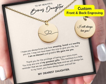 Necklace For Stepdaughter - "To My Bonus Daughter" Gift From Stepmom/Stepdad