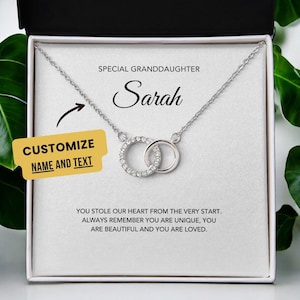 Granddaughter Gift Necklace Interlocking Circles, Personalised Gift for Women & Girls, Gift for Granddaughter