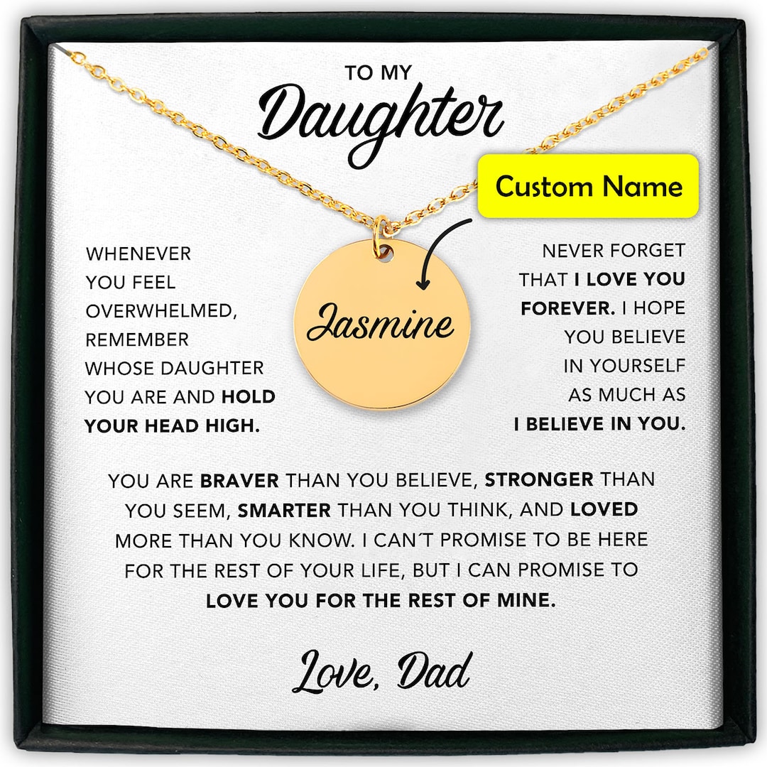 To My Daughter Necklace From Dad, Father Daughter Necklace, Gold