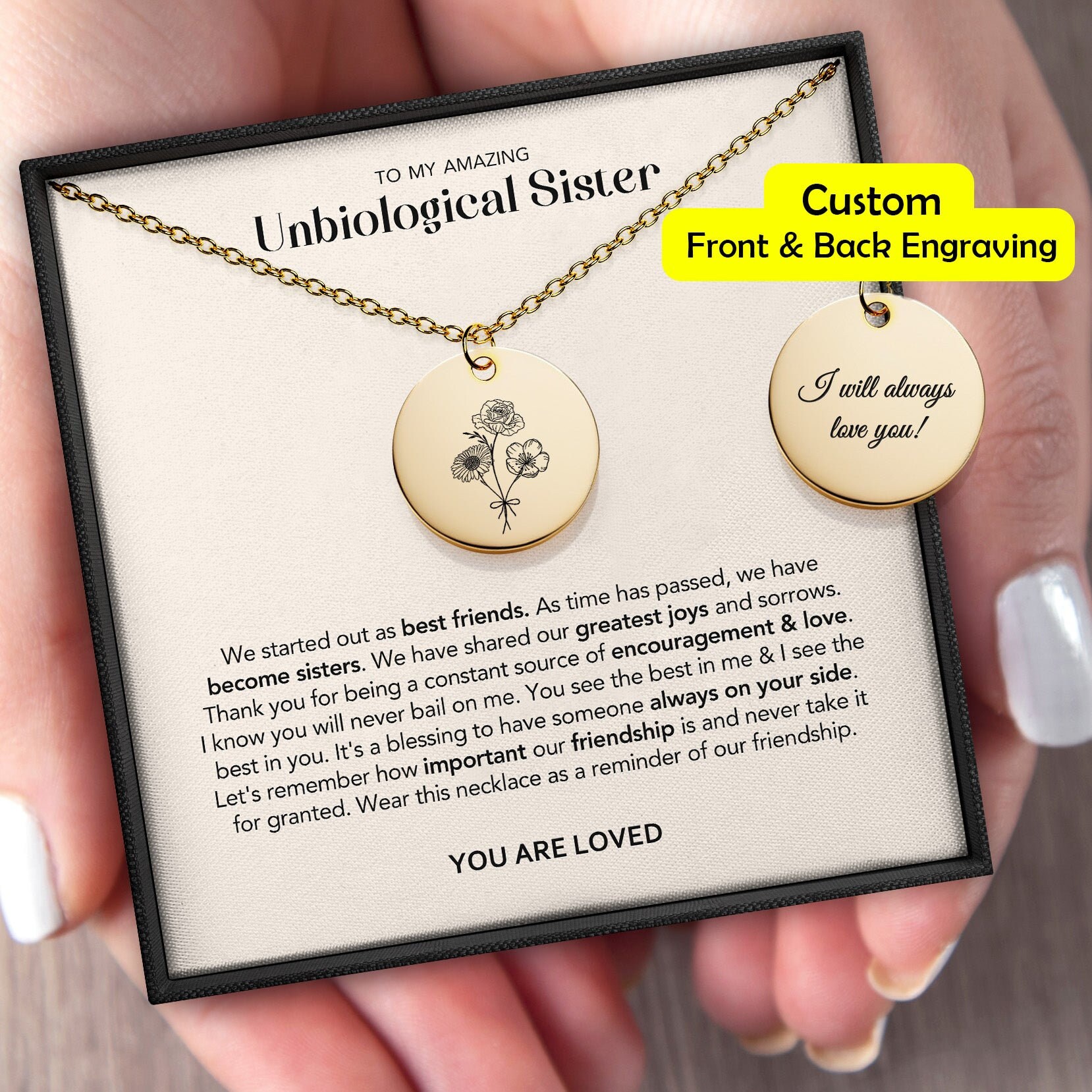 Unbiological Sister Necklace Etsy