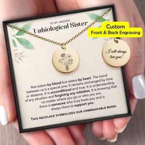 Unbiological Sisters Gift, Unbiological Sister Necklace for Her, Best Friend Gift for Female, Friendship Jewelry, Gifts for Her, BFF Gift