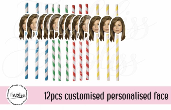 Custom face Wedding Penis Baptism Cupid Christening Cake Straws Hearts Valentines Cupcake Toppers Hen's Bachelor's