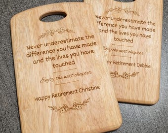Personalised Retirement Chopping Board | Engraved Hevea Wood Leaving Gift
