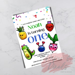 HeyBear Dancing Fruits Party Invitation (digital file)