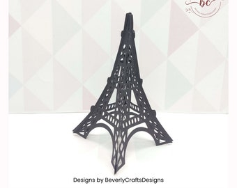 Archivo de plantilla de corte Torre Eiffel 3D, SVG, Archivo de corte de silueta, Caja de recuerdo de fiesta SVG, Decoración de fiestas - No.1813
