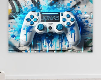 Personalisiertes Gamer Poster - Graffiti Wanddeko - XXL Controller Konsole - Gamer-Essential.