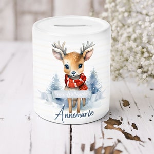 Spardose personalisiert mit Namen | Keramik Sparschwein Geldgeschenk mit Wunschnamen | Kinder Geschenk &quot;Frohe Weihnachten&quot; Mädchen Jungen