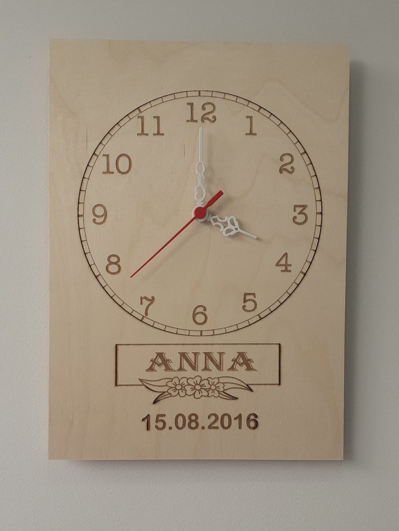 Personalized Wooden Clock Custom Simple Style Wood Clock Etsy