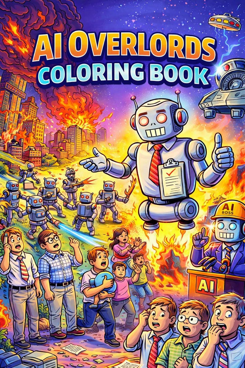 AI Overlords Coloring Book | Funny Robot Dystopian Satire (PDF Pattern ...