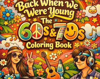 Libro para colorear con temática de los años 60 y 70 / Lámina retro para imprimir (Descarga instantánea)