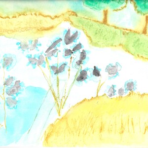 Flowing river watercolor digital print