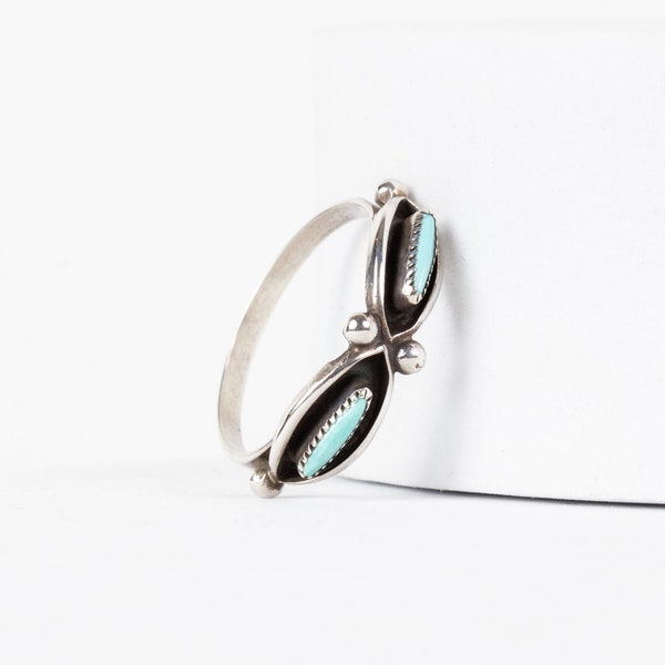 Ring Turquoise Shadowbox Sterling Silver Navajo Indian