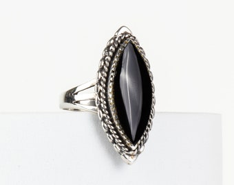Ring Onyx Navette Sterling Zilver