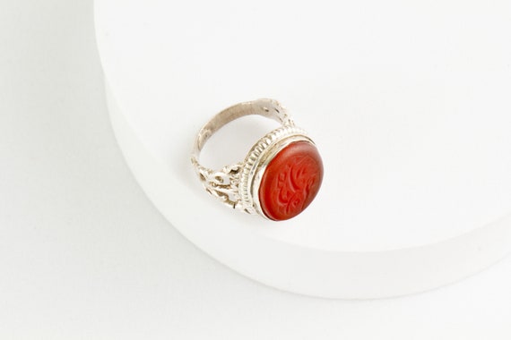 Ring Antique Silver Afghan Signet Ring Carnelian … - image 2