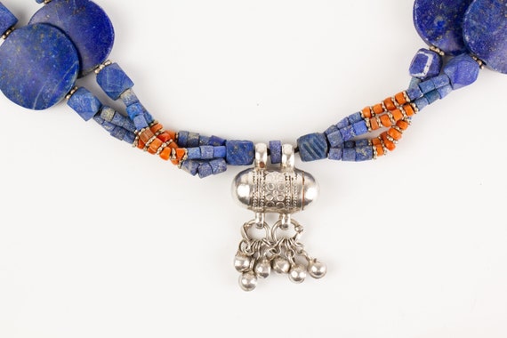 Halskette Silber Lapis Lazuli Koralle Vintage - image 3
