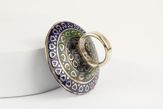 Multan Rong Multan Ring Antique Silver Enamelled Sindhi Lapis Laz… - Gem