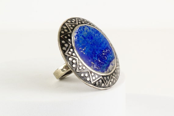 Multan Rong Multan Ring Antique Silver Enamelled Sindhi Lapis Laz… - Gem