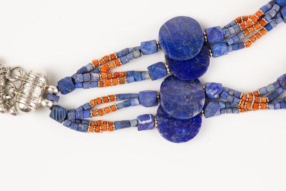Halskette Silber Lapis Lazuli Koralle Vintage - image 4