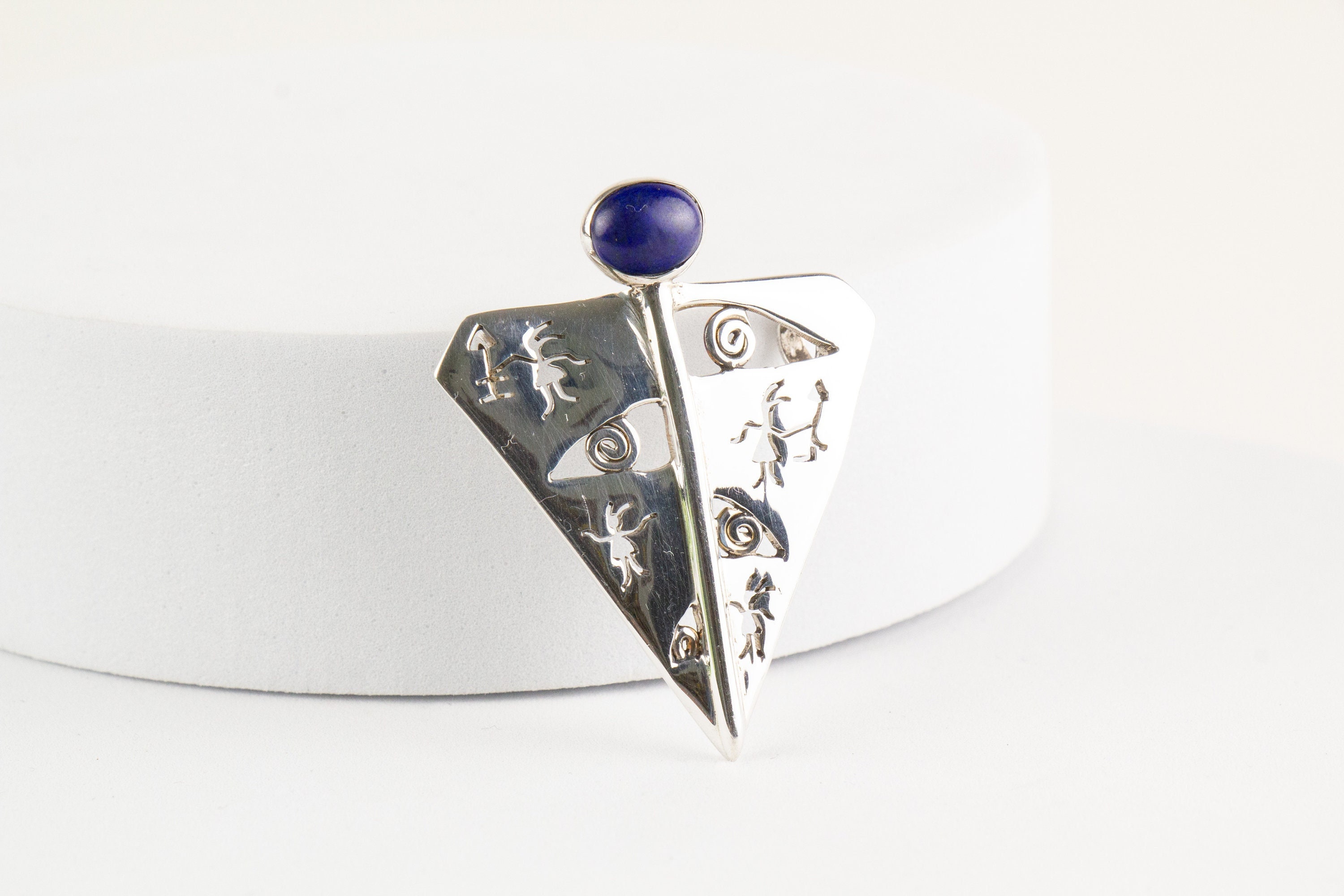 Pendentif Soleil En Lapis-lazuli - Argenté - Fait Main - Neuf Sans Emballage